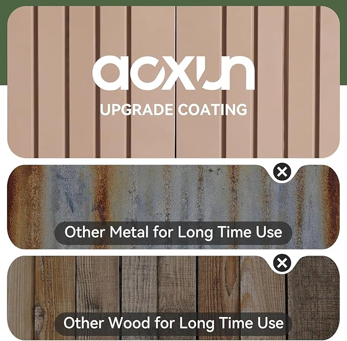 Aoxun 10x12 FT Galvanized Steel Outdoor Storage Shed with Base, Lockable Door & Sloped Roof, Metal Storage Shed Waterproof Tool Storage House for Garden, Backyard, Patio, Poolside (Brown)