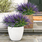 Uieke 6 Bundles Artificial Outdoor Plants UV Resistant Fake Grass Plants Faux Plastic Plants Greenery Shrubs for Home Garden Pathway Window Box Front Porch Spring Summer Decor, Purple