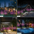 Slyuexu Solar Garden Lights Outdoor Waterproof, 2 Pack 120 LED Solar Firework Lights Decorative Garden Décor Outside for Flowerbed Pathway Party Halloween Christmas Decorations, Purple + Orange