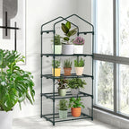 AlisisFores 4-Tier Mini Greenhouse Indoor Outdoor with Shelves, Portable Small Green House for Plants with Durable PE Cover & Zipper Door for Seed Starting, Balcony, Patio Garden