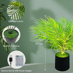 20'' LED Areca Palm Tree Faux Plant with Lights - USB & Battery Box Powered - Artificial Palm Tree for Living Room, Bedroom, Home Decor (Dypsis lutescens)