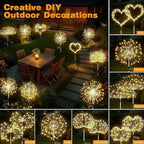 btfarm 3 Pack 120 LED Solar Garden Lights Outdoor, 8 Modes Firework Lights Solar Powered, Waterproof Twinkle Fairy Light Outside for Yard Patio Pathway Pool Christmas Party Decorative, Warm White