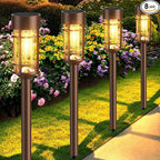 Mancra 8 Pack Solar Outdoor Lights, Bright Up to 12 Hrs Solar Lights for Outside, Waterproof Solar Garden Lights for Patio, Yard and Landscape, Brown