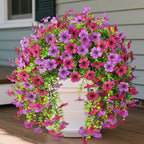Artificial Fake Hanging Flowers Plants for Outdoor Spring Summer Decoration, 2PCS Faux Daisy Silk Plant Outside No Fade UV Resistant Realistic Home Decor for Porch Patio Window Box (Mix purple)