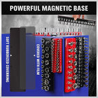 6-piece Magnetic Socket Organizer Set, Metric & SAE Drive Socket Holder, Includes 1/4", 3/8", 1/2", Holds 143 Pieces Magnetic Trays Red Black