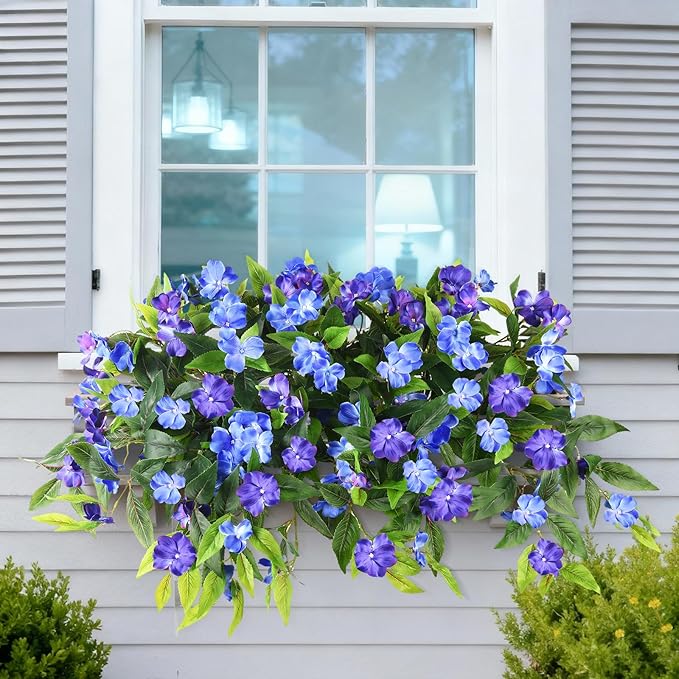 Hommyea Artificial Flowers for Outdoor, 2 Bundles UV Resistant Fake Plants Decoration Realistic Faux Silk Flowers No Fade Plastic Flowers for Outside Planters Home Porch Patio Yard Garden Decor