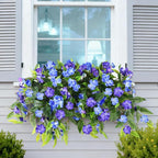 Hommyea Artificial Flowers for Outdoor, 2 Bundles UV Resistant Fake Plants Decoration Realistic Faux Silk Flowers No Fade Plastic Flowers for Outside Planters Home Porch Patio Yard Garden Decor