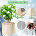 2 Pcs Plant Pot Covers for Winter, Insulated Potted Plant Covers Freeze Protection with Drawstring & Hook-and-Loop Closure, Flower Pot Protection Bag to Keep Outdoor Plant Warm, 25.6"x 27.5"
