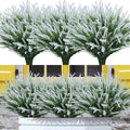 12 Bundles Fake Outdoor Flowers UV Resistant Plants Artificial Lavender Faux Plastic Shrubs Window Box Garden Porch Home Decor (White)