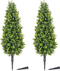 PATIO CHOICE 3ft Artificial Topiary Trees with Ground Spike Set of 2 36" Outdoor Faux Plants Realistic Faux Bushes and Shrubs Decorations for Outdoor Indoor Front Porch Garden