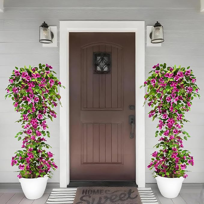 Artificial Bougainvillea Tree -5FT Faux Bougainvillea Tree with Realistic Flowers, Tall Fake Flower Tree for Indoor or Outdoor Decor, Silk Floral Plant for Living Room, Porch, Garden (Purple)