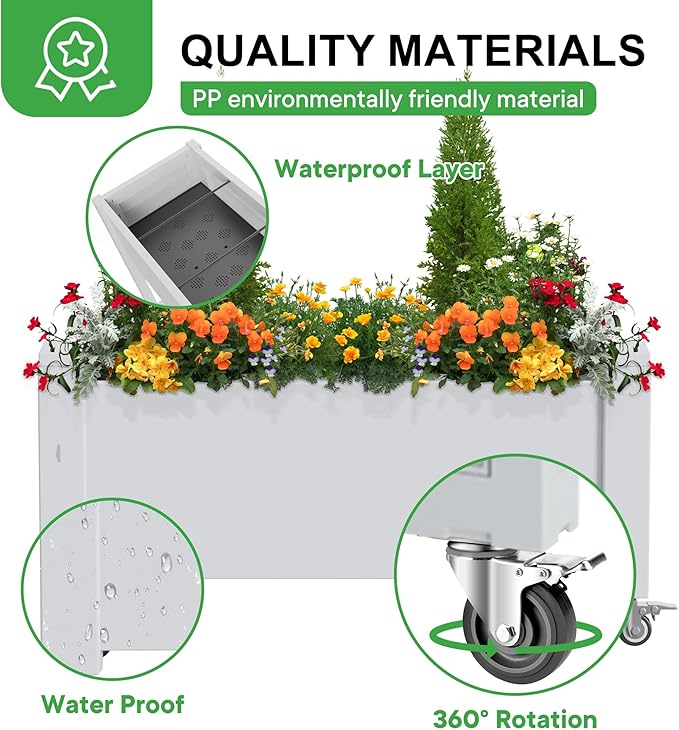 Durable Resin Raised Garden Bed with Drainage Holes & Reinforced Corners - Lightweight Flower Boxes Outdoor for Vegetables, Herbs, and Patio Garden Enclosure System (Ashen, 30.04*17.72*17.56)