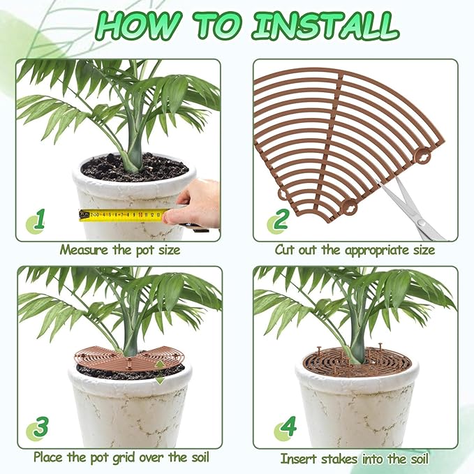 Plant Pot Covers for Small to Medium Pots, 2 Pack Plant Pot Cover to Keep Cats & Dogs Out, Indoor Plant Protector from Cats and Dogs with Cuttable Mesh & Stakes, 11.8 Inch