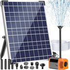 Antfraer 25W Solar Pond Pump, Solar Water Fountain Pump with 320GPH Adjustable Flow, Solar Water Pump with 7 Nozzles, 6.6ft Tubing, Dry Run Protection for Garden, Ponds, Waterfall, Fountain