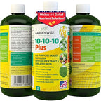 GARDENWISE 10-10-10 All Purpose Plant Food - Liquid Fertilizer with Seaweed Kelp & Iron - Indoor & Outdoor Plant Food, Vegetables, Flowers, Lawn & Garden 1x32oz
