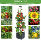 MYMULIKE 2 Pack Raised Garden Bed Planter Box with Trellis, 58” Tomato Cage Planter Raised Garden Bed with Trellis for Climbing Vegetables Plants Tomato Cage w/Self-Watering, Indoor Outdoor Use