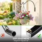 Lifyzoon Heavy Duty Plant Hanger Bracket (16"/Black), 80lbs Weight Capacity - Outdoor Hand-Forged Hanging Plant Bracket Durable and Stable Bird Feeder Hanger