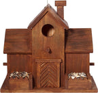 MIXUMON Bird Houses for Outside with Bird Feeder, Outdoor 3 Hole Bird House Room for 3 Bird Families Bluebird Finch Cardinals Hanging Birdhouse for Garden (Style 12)
