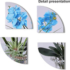 Jusdreen Artificial Blue Orchid in Glass Vase, Realistic Phalaenopsis Arrangement with Potting for Home Office Table Decor, 14.5 Inch Orchid Centerpiece