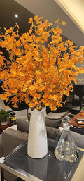 6 PCS Long 36" Artificial Flower Dancing Orchid Stems w Stretching Branches Design & Fake Silk Petals for Indoor Home Decoration Shop Office Decor Floral Arrangement Living Room Garden Party (Orange)