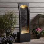 Indoor Water Fountain Waterfall Fountain with LED Lighting 42.5 Inch Tall Tiered Waterfall for Garden Patio Backyard Decor