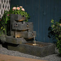Sunlinua 26" H Outdoor Water Fountain with 4 Tiers Cascading Rock Texture Waterfall Fountains with LED Lights Outdoor Water Fountain for Garden Patio Backyard Porch Home Decor