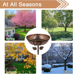 3" Deep Metal Bird Bath for Outdoors, Removable 13" Dia Bowl with Stable Upgrades Stake, Easy to Clean Birdbaths for Garden Yard Lawn Decor 1.4 Gallon (Pack of 2)