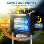PhatroyYee Solar Bug Zapper Outdoor Indoor, 4000mAh Rechargeable Portable Fly Zapper, 4500V Electric Mosquito Killer with Panel Sensor & 10FT Extension Cord, Waterproof for Patio Camping Home Backyard