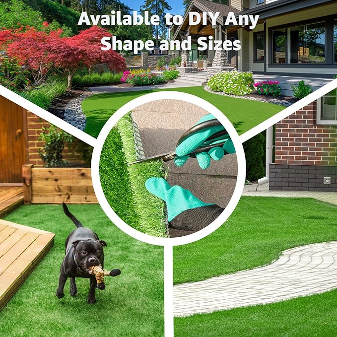 Artificial Grass Turf Indoor Outdoor, 5ft x 8ft Realistic Synthetic Fake Grass Turf Rug for Patio Balcony Lawn Landscape Decoration, Replacement Artificial Dog Grass Mat with Drainage Holes