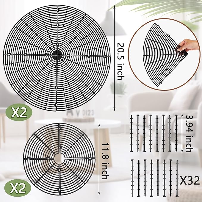 Newtay 4 Pcs Plant Pot Grid Soil Protector Covers Cuttable Flower Protector from Animals Cat Squirrel Digging Stopper Plant Pot Cover with Stake for Indoor Outdoor Gardening (20.5 +11.8 Inch,Black)