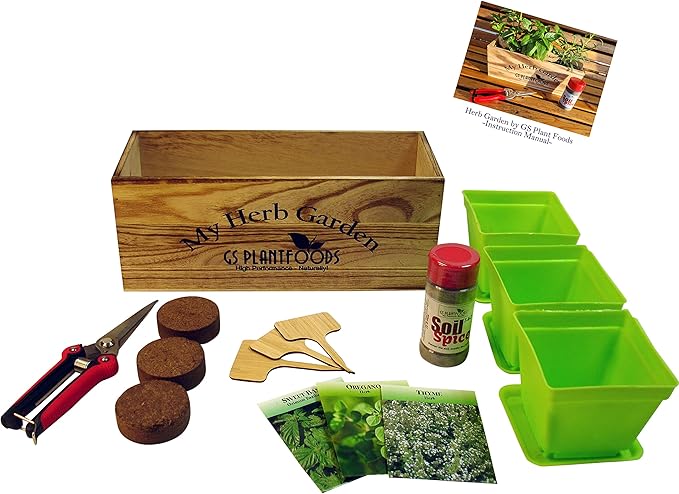 Herb Window Garden Gift Set- Complete windowsill herb Garden Growing kit Including Seeds, pots, Quality herb Clippers, Soil pods All in a Beautiful Planter Box. Hands on Gift Set.