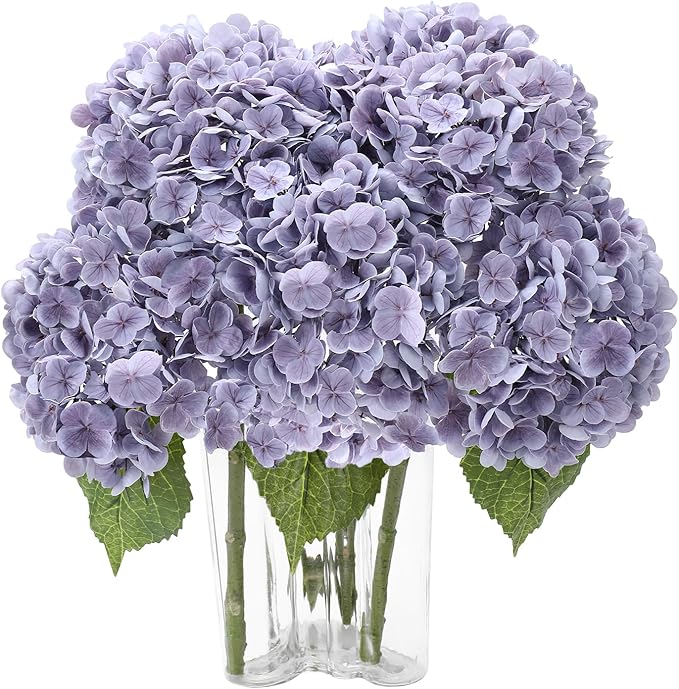 Coferset Light Purple Hydrangea Artificial Flowers 3pcs Lifelike Faux Hydrangea Real Touch Fake Flowers for Home Wedding Office Party Living Room Decoration,22inch