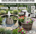 Solar Bird Bath Fountain Pump, Realistic Granite Rock Bubbler for Bird Bath, Bubbling Rock Fountain Kit with Solar Panel, Outdoor Solar Water Bubbler Fountain for Hummingbirds Garden (Natural Grey)