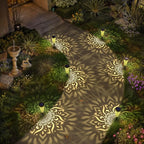 gardencave 6 Pack Solar Lights Outdoor Garden Decorative Mandala Solar Garden Lights with Warm Light Waterproof Solar Pathway Landscape Lights for Path Patio Backyard Walkway Yard Lawn Decor (Black)