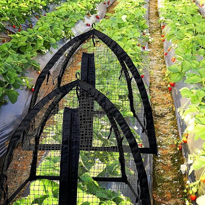 Plant Protectors | 22x22x22in Fruit Safety Support | with Stakes Zipper Plant Protection from Animals | for Flower Vegetables Chicken Bird Squirrel Rabbit Prevention Outdoor Balcony Yard Garden