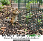 8 Pack Plant Protectors from Animals with 0.55" Fine Mesh, 12" x 16" Metal Wire Plant Cages for Seedlings, Garden Protectors to Keep Small Critters Out, 24 Panels with Zip Ties & Stakes