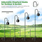 COCONUT 78" Heavy Duty Shepherds Hooks for Outdoor, Bird Feeder Pole with 5 Prong Base, Adjustable Height Shepherds Hook for Hummingbird Feeder, Bird Feeder, Plant, Wind Chimes, Lanterns (1 Pack)