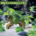 CousDUoBe 9 Pcs Fish Tank Decor，Silk Aquarium Plants Green Silk Leaf pad Hammock Artifical Driftwood cave Betta Fish Tank Accessories 6 x 3 x 4 inches(LxWxH)