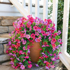 HyeFlora Artificial Flowers for Outdoors Fake Hanging Decoration, 2Pcs Purple and Hotpink Spring Decor, Realistic Plants, UV & Fading Resistant Silk Flower for Porch Patio Balcony Planter Yard