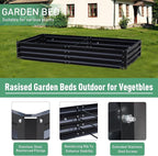 Metal Raised Garden Bed 8x4x1Ft Outdoor Large Metal Galvanized Planter Boxes Kit for Vegetables, Flowers, and Herbs,Garden Beds with 2Pcs Tomato Cage 1Pc Gloves,Black