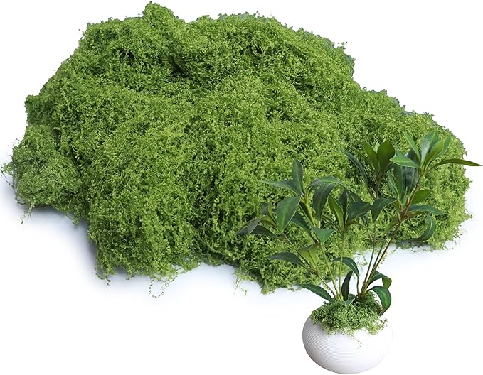 12.7oz Light Green Fake Moss Artificial Floral Moss Greenery Faux Plant for DIY Crafts Fairy Garden Pot Filler Vase Greenery Decorating Project Indoor Model Making Walls Glass Decor Forlaoers