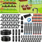 135PCS 240FT Drip Irrigation System Set, Automatic Drip Irrigation Kit for Greenhouse, Yard, Lawn, Plant, with 1/2 inch Hose, 1/4 inch Distribution Tubing and Accessories
