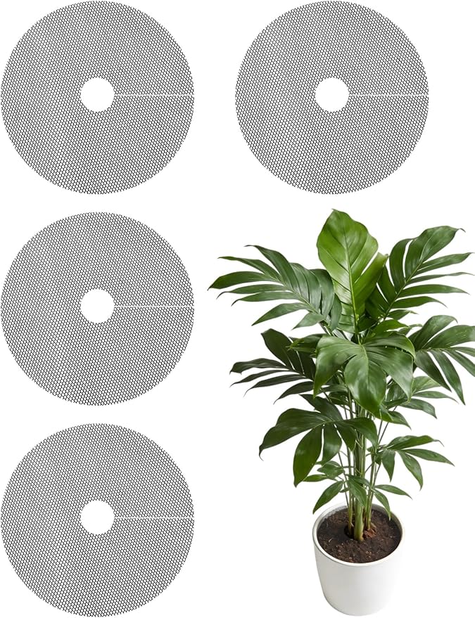 Augshy 11.8 Inch Plant Pot Grids, 4 PCS Plastic Cuttable Plant Pot Soil Covers Soil Digging Avoid from Animals Plant Protection for Flower Pots Indoor and Outdoor Garden Supplies