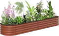 Outsunny 8' x 2' x 1' Galvanized Raised Garden Bed Kit, Outdoor Metal Elevated Planter Box with Safety Edging, Easy DIY Stock Tank for Growing Flowers, Herbs & Vegetables, Dark Brown