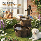 Magshion 27" Tall Outdoor Barrel Pump Water Fountain, 2-Tier Soothing Cascading Waterfall Feature with Electric Recirculating Pump, Garden Decor for Outside Patio, Yard, Porch or Landscape, Bronze