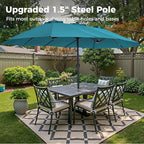 SUPERJARE 13FT Outdoor Umbrella for Patio, Double sided Pool Umbrellas with Fade Resistant Canopy, Large Table Umbrella for Deck, Market, Backyard - Lake Blue
