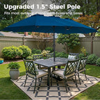 SUPERJARE 13FT Outdoor Umbrella for Patio, Double sided Pool Umbrellas with Fade Resistant Canopy, Large Table Umbrella for Deck, Market, Backyard - Navy Blue(No Base)
