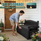 Devoko 80 Gallon Storage Bench with Cushion, Lockable Deck Box for Patio Furniture, Garden Decor and Outdoor Seating for Cushions, Garden Tools and Pool Supplies (Black, 80 Gallon with Cushion)