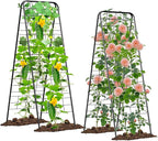 Heavy Duty Cucumber Trellis，50"x17"Adjustable A-Frame Trellis for Climbing Plants，Metal mesh Design, Rust-Proof and UV-Resistant，Garden Trellis for Cucumber Beans and Vine Type Plants.Black&2 Pcs