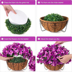HyeFlora Artificial Hanging Flowers Plant with Basket for Outdoors, Fake Hanging Plants Silk Bougainvillea in Planter Realistic UV Resistant Faux Flower for Outside Porch Patio Garden Home Decor, Mix